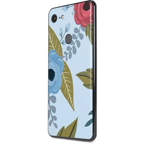 Blue Fall Flowers Google Pixel 3 XL Skin